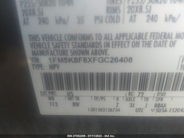 1FM5K8F8XFGC26408 Ford Explorer Limited