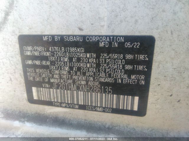 JF2GTHMCXNH286135 Subaru Crosstrek Limited