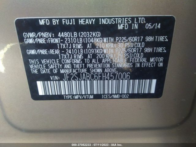 JF2SJABC6FH457006 Subaru Forester 2.5i