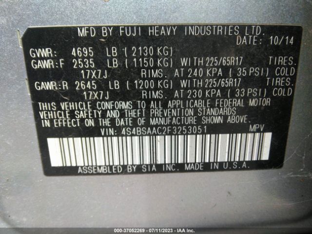 4S4BSAAC2F3253051 Subaru Outback 2.5i