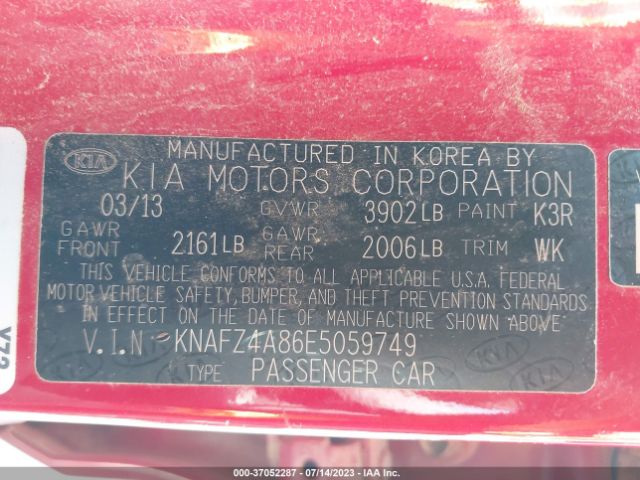 KNAFZ4A86E5059749 KIA FORTE EX