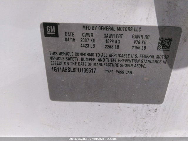 Chevrolet MALIBU LS 2015 1G11A5SL6FU139517 Image 10