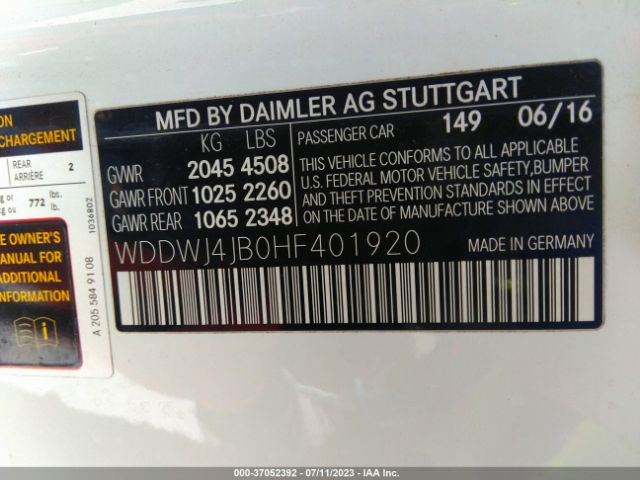 WDDWJ4JB0HF401920 Mercedes-Benz C-class C 300