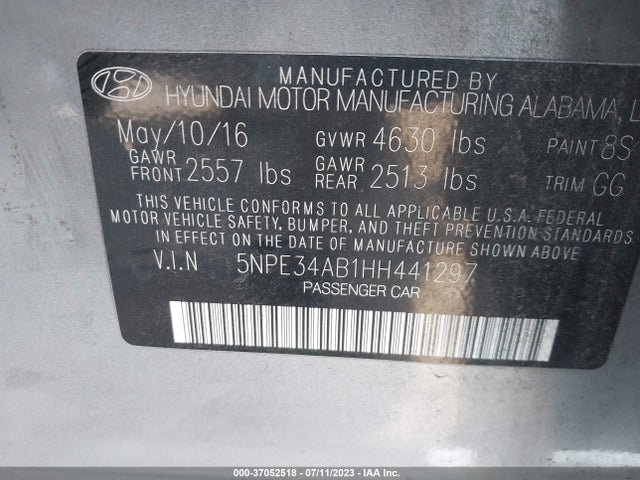 Hyundai Sonata Sport 2017 5NPE34AB1HH441297 Image 9