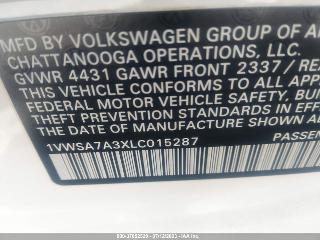 1VWSA7A3XLC015287 Volkswagen Passat 2.0t Se