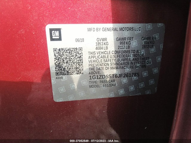 Chevrolet MALIBU LT 2018 1G1ZD5ST6JF261785 Image 9