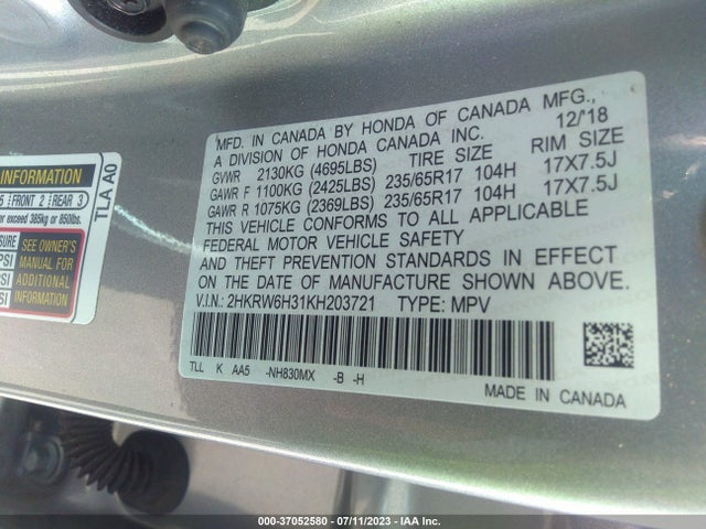 Honda CR-V LX 2019 2HKRW6H31KH203721 Image 9