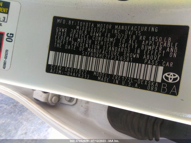 Toyota Corolla L/le/s/s Plus/le Plus 2015 5YFBURHE2FP316581 Image 16