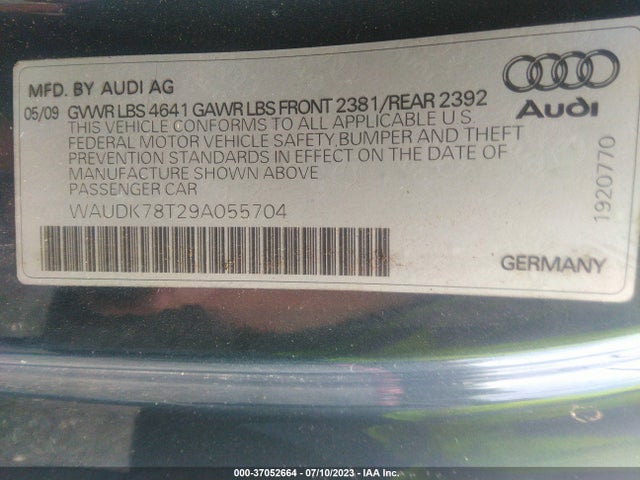 2009 AUDI A5 VIN: WAUDK78T29A055704