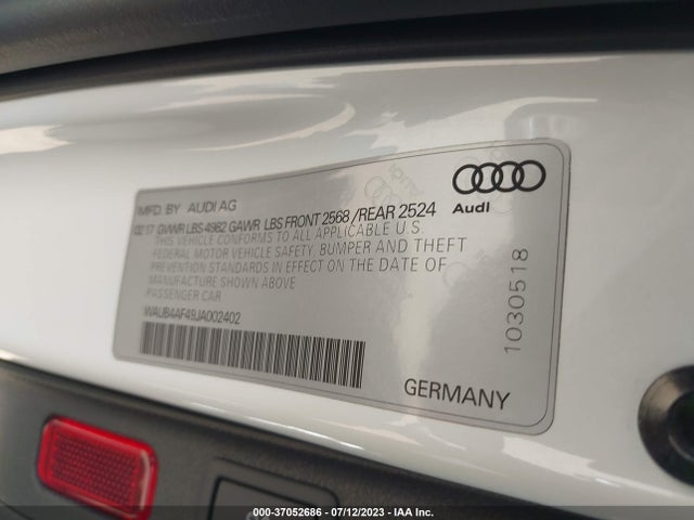 WAUB4AF49JA002402 Audi S4 Premium Plus