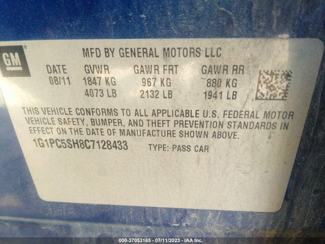 2012 CHEVROLET CRUZE LS VIN: 1G1PC5SH8C7128433