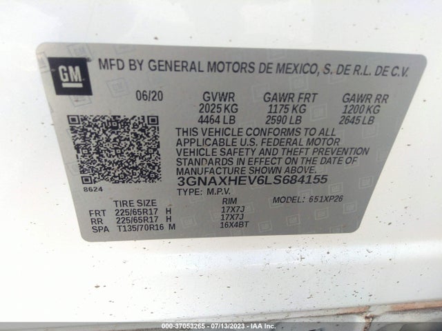 Chevrolet EQUINOX LS 2020 3GNAXHEV6LS684155 Image 9