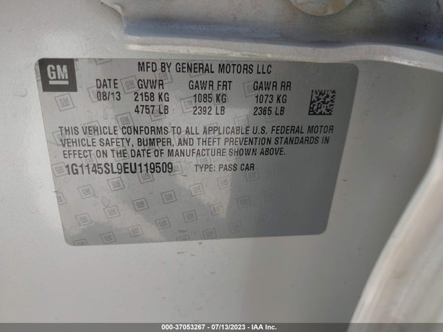 2014 CHEVROLET IMPALA LTZ VIN: 1G1145SL9EU119509