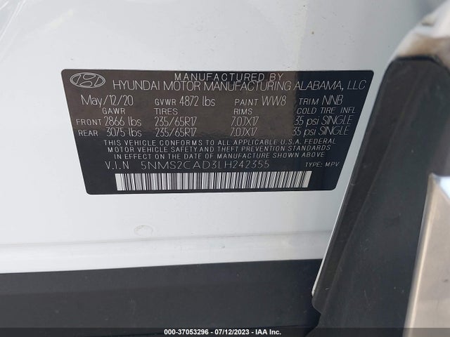 Hyundai Santa Fe Se 2020 5NMS2CAD3LH242355 Image 9
