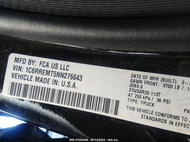 1C6RREMT5NN276643 RAM 1500 Lone Star