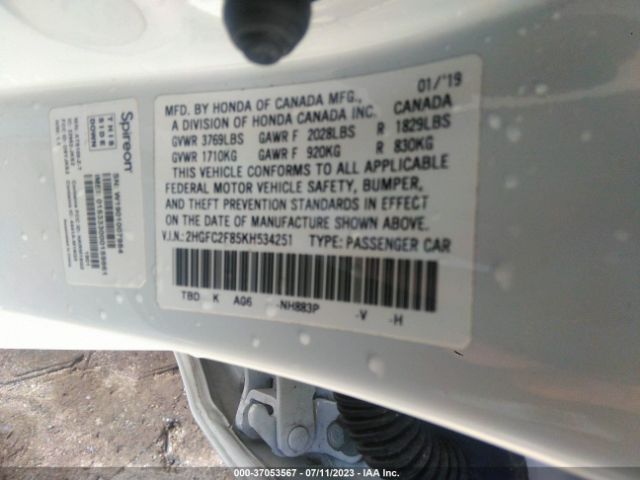 2HGFC2F85KH534251 Honda Civic Sedan Sport