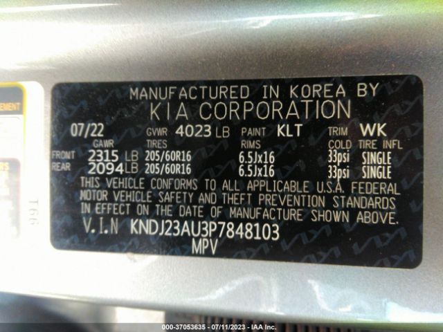 KNDJ23AU3P7848103 KIA SOUL LX