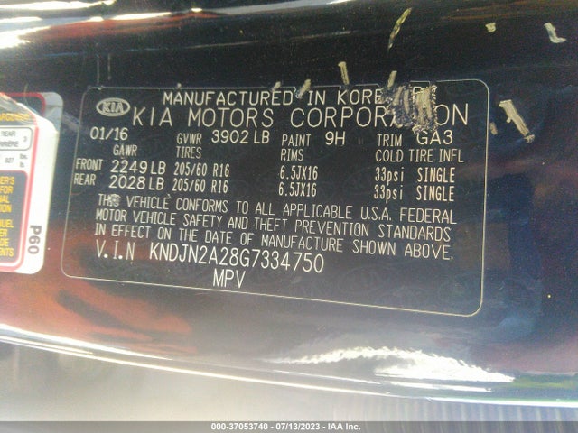 KIA Soul Base 2016 KNDJN2A28G7334750 Image 10