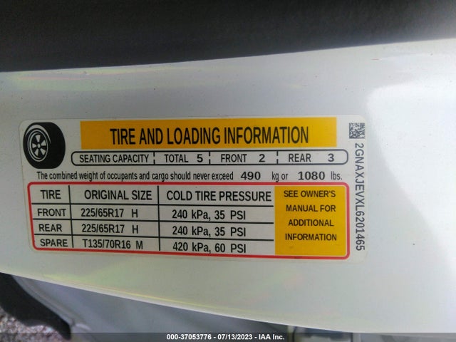 Chevrolet EQUINOX LT 2020 2GNAXJEVXL6201465 Image 9