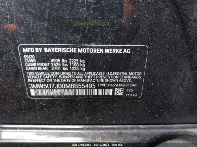 3MW5U7J00M8B55495 BMW 3 Series M340i