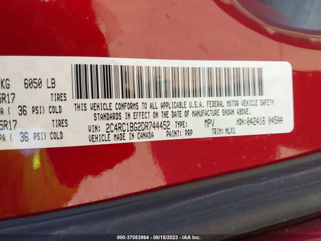 2013 CHRYSLER TOWN & COUNTRY TOURING VIN: 2C4RC1BG2DR744452
