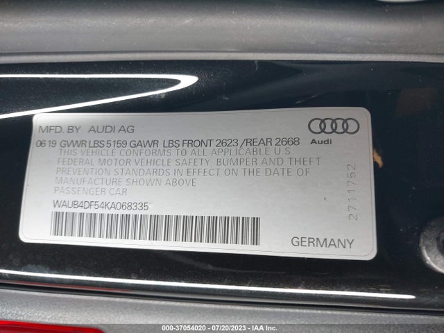 WAUB4DF54KA068335 Audi S5 Sportback Premium Plus