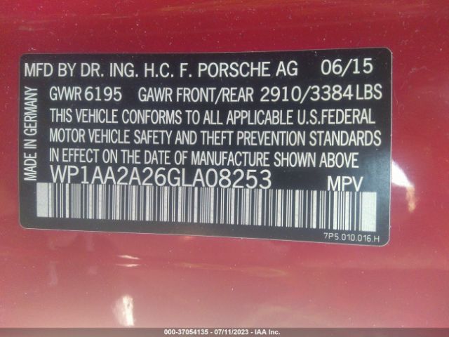 WP1AA2A26GLA08253 Porsche Cayenne