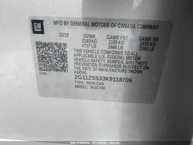 Chevrolet IMPALA LT 2019 2G11Z5S33K9118706 Image 9