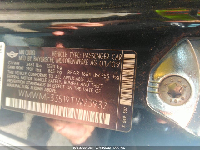 2009 MINI COOPER HARDTOP WMWMF33519TW73932 Photo 8