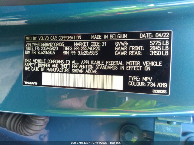 2022 Volvo C40, VIN: YV4ED3GB6N2009135
