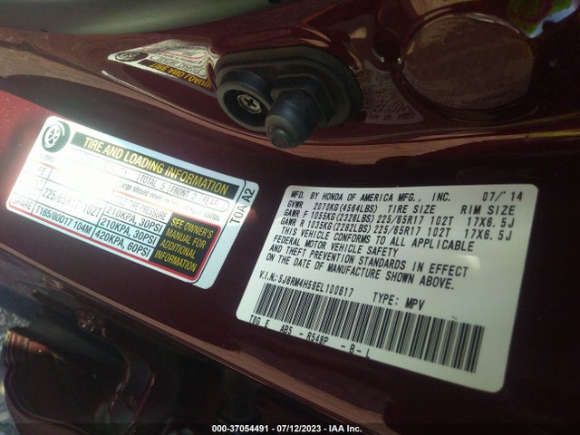 Honda CR-V EX 2014 5J6RM4H59EL100617 Image 9