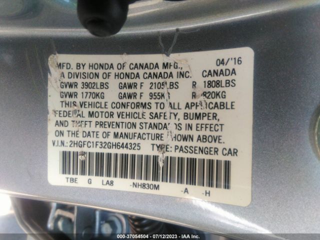 2HGFC1F32GH644325 Honda Civic Sedan Ex-t