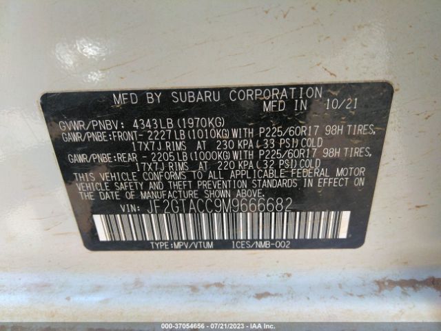 JF2GTACC9M9666682 Subaru Crosstrek Premium