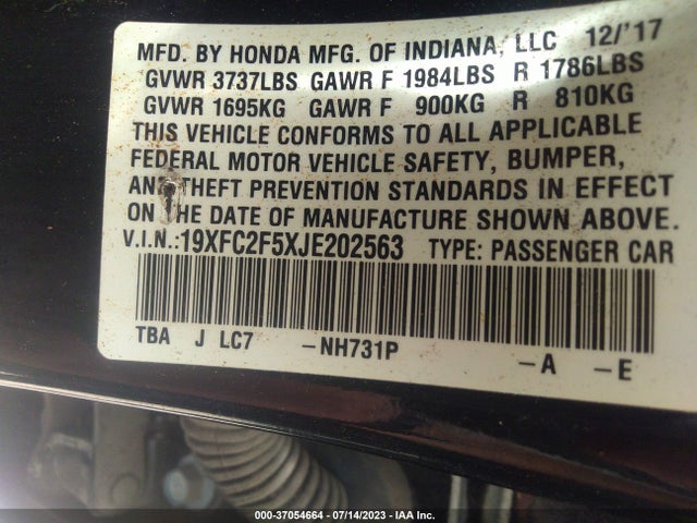 Honda Civic Sedan Lx 2018 19XFC2F5XJE202563 Image 9