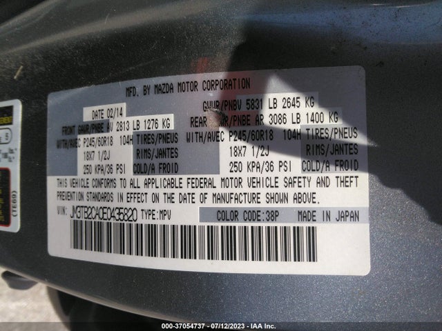 Mazda Cx-9 Touring 2014 JM3TB2CA0E0435820 Image 10