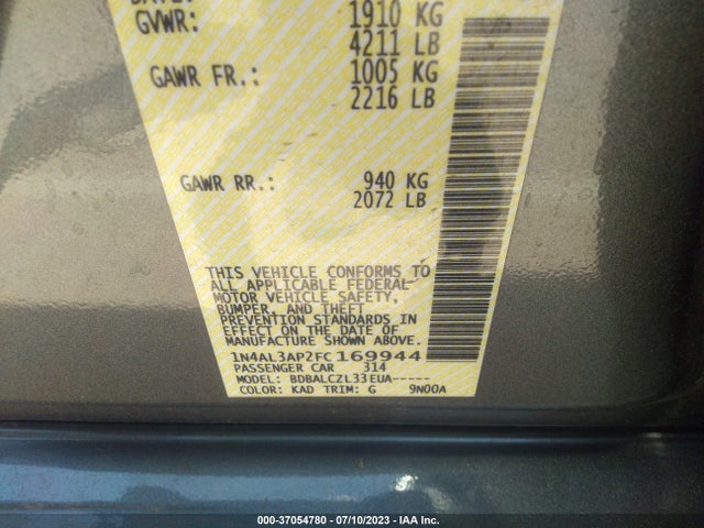 Nissan ALTIMA 2.5 2015 1N4AL3AP2FC169944 Image 9