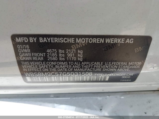 2016 BMW M3, VIN: WBS8M9C57G5D31508