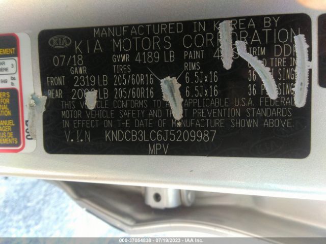 KNDCB3LC6J5209987 KIA NIRO LX