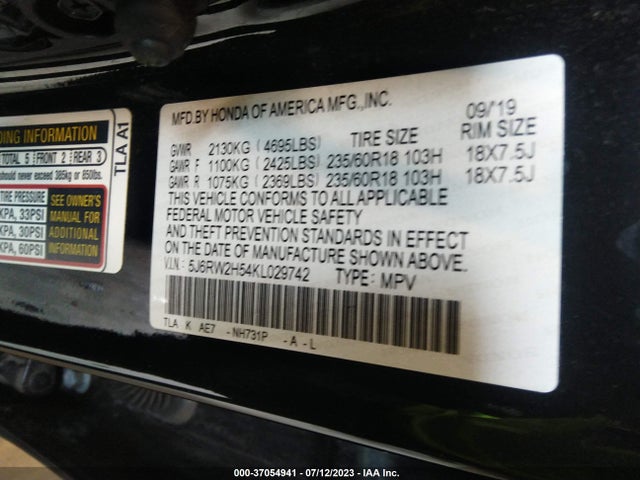 Honda CR-V EX 2019 5J6RW2H54KL029742 Image 9
