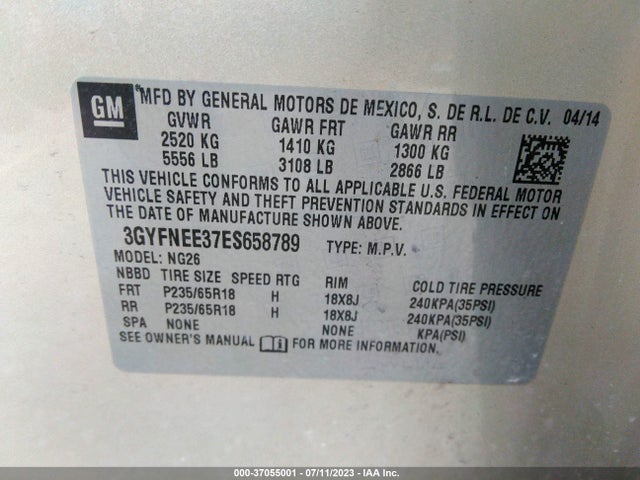 3GYFNEE37ES658789 Cadillac Srx Luxury Collection