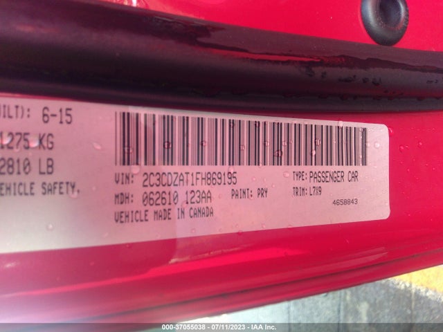 2015 DODGE CHALLENGER R/T VIN: 2C3CDZAT1FH869195