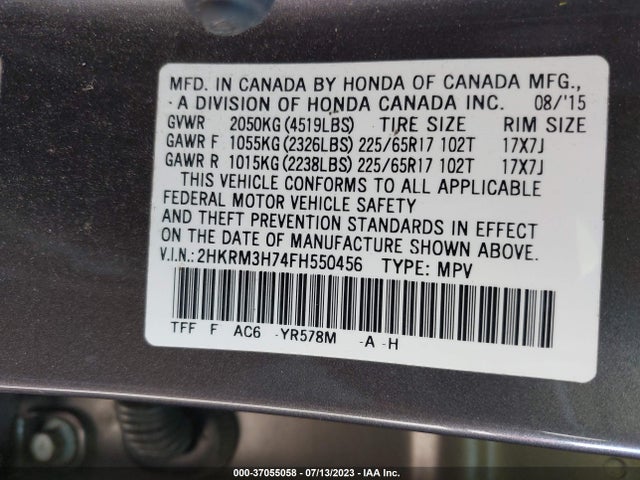 Honda Cr-v Ex-l 2015 2HKRM3H74FH550456 Image 9