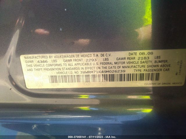 2009 VOLKSWAGEN JETTA SEDAN 3VWRM71K49M026239 Photo 8