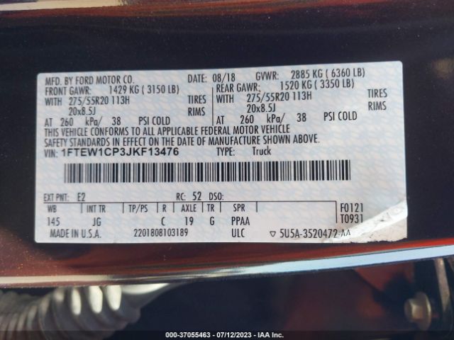 1FTEW1CP3JKF13476 Ford F-150 Xl/xlt/lariat