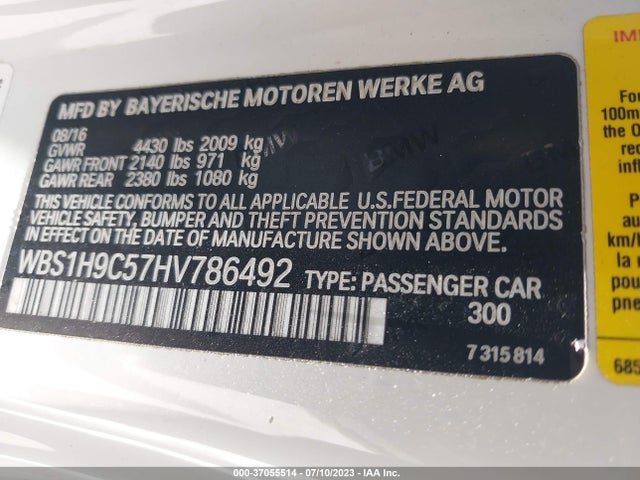2017 BMW M2, VIN: WBS1H9C57HV786492