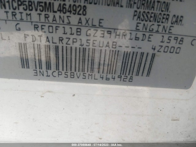 2021 NISSAN KICKS S VIN: 3N1CP5BV5ML464928