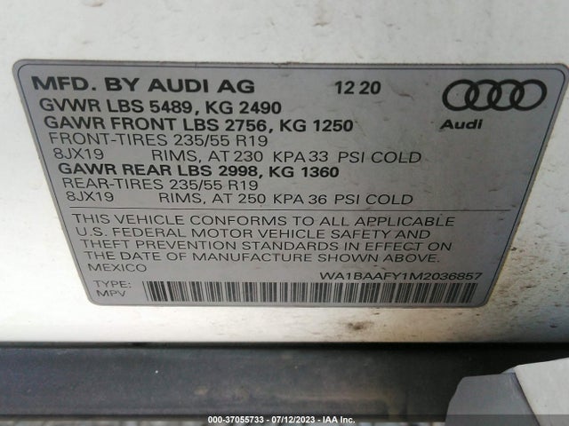 WA1BAAFY1M2036857 Audi Q5 Premium Plus