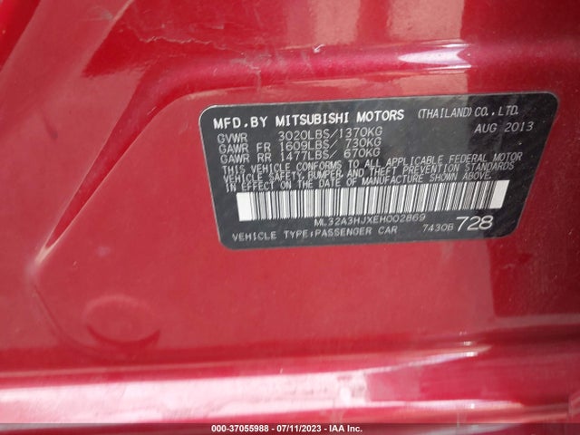 ML32A3HJXEH002869 Mitsubishi MIRAGE DE