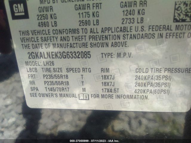 2GKALNEK3G6332085 GMC Terrain Sle