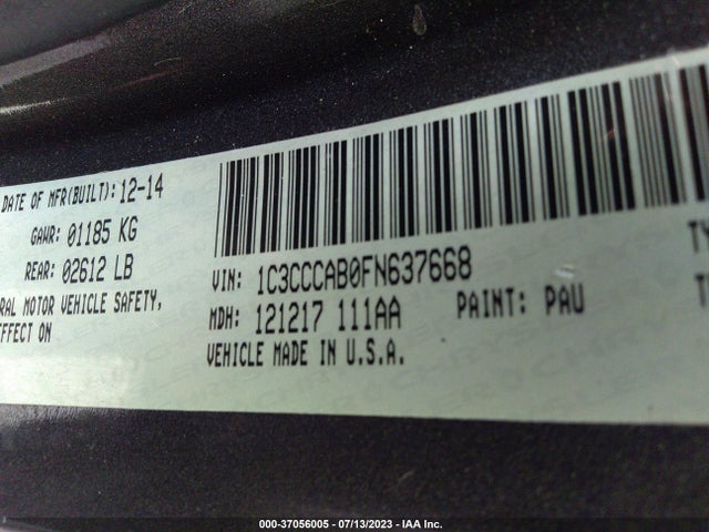1C3CCCAB0FN637668 Chrysler 200 Limited